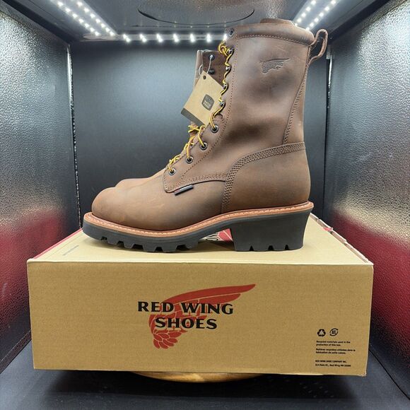 Red Wing 620 9” Mens Size 8.5 D Logger Boots Waterproof Brown Soft Toe Work